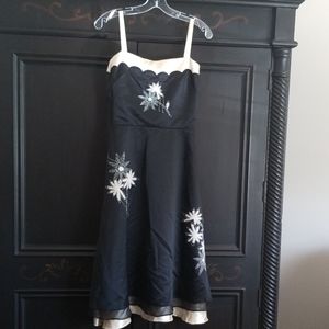 White House Black Market satin, embroidered dress